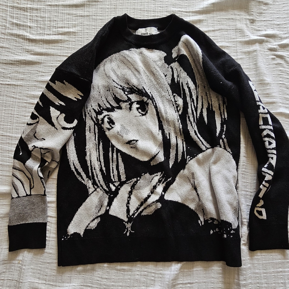 Black and White DEATHNOTE Misa And L Knit Sweater By Black AIR